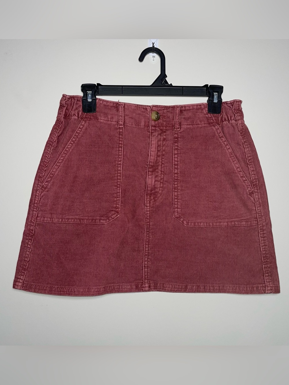 American Eagle 6 Super Stretch Cotton Blend Deep Red Corduroy Mini Skirt Pockets